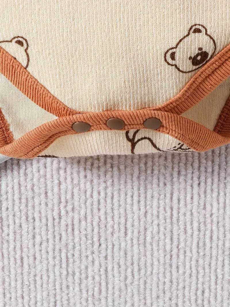 Bear Print Newborn Baby Boy Clothes & Socks Set - Little Fashion
