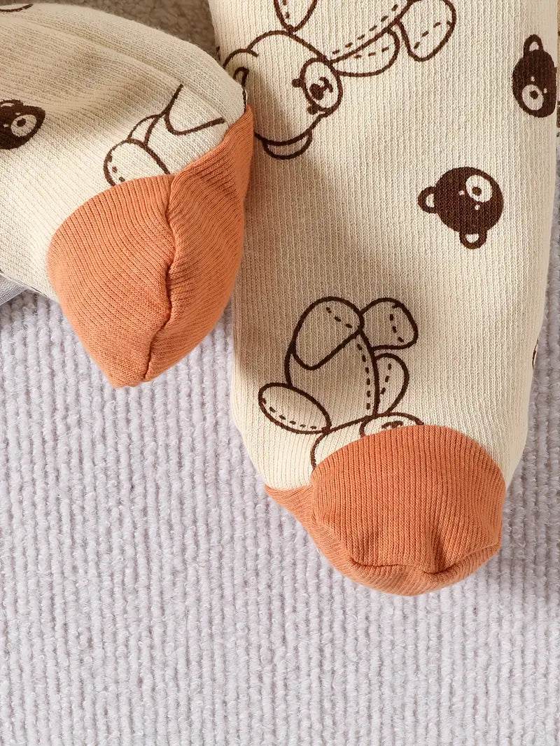 Bear Print Newborn Baby Boy Clothes & Socks Set - Little Fashion