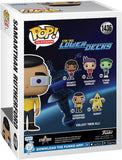 Funko Pop! packaging for Star Trek: Lower Decks figures with character illustrations on a white background.