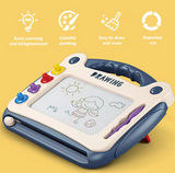 Children's drawing board with colorful buttons on a yellow background
