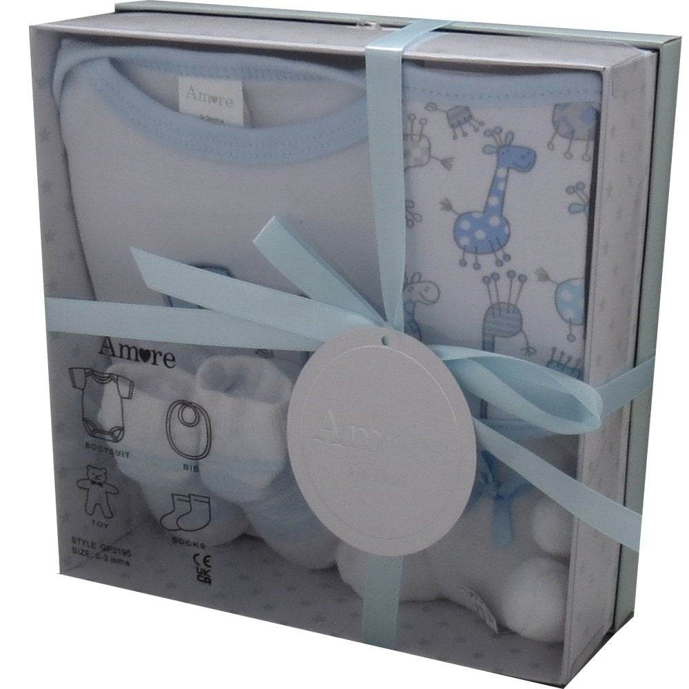 Blue 4-Piece Baby Gift Set (0-3 Months) - Little Fashion