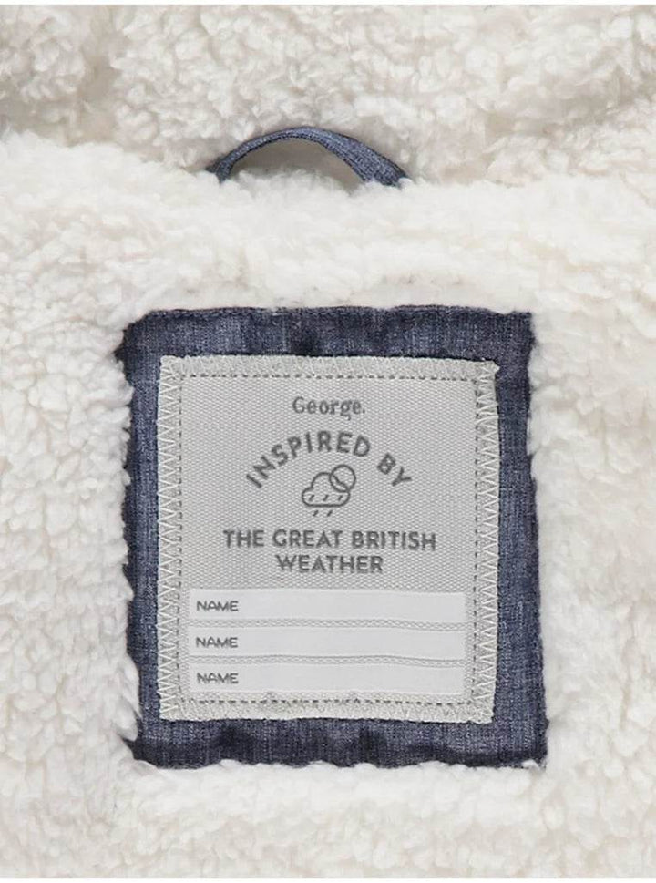 Blue Textured Padded Coat - 12-24 Months - Little Fashion