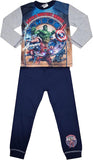 Children's pajama set with superhero design on a white background