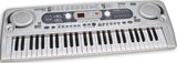 Keyboard with various buttons and displays on a white background