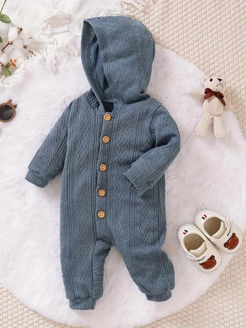 Boys' Casual Hooded Bodysuit - Ribbed Knit - Little Fashion
