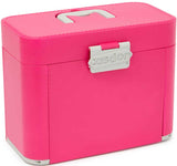 Pink storage box with a silver handle and 'kasdon' branding on a white background
