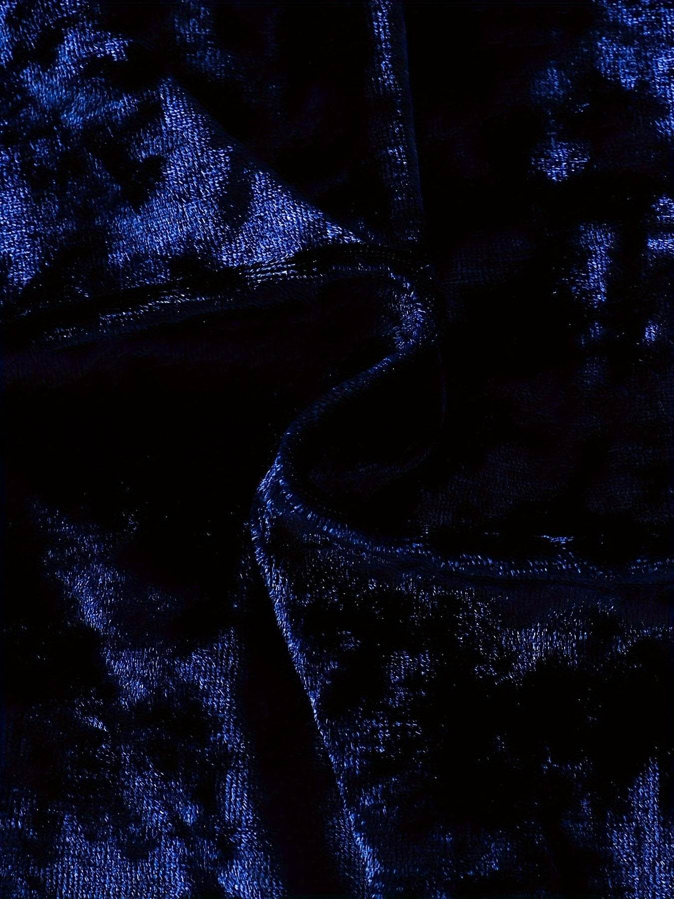 Chic Navy Blue Velvet Dress for Girls - Little Fashion