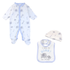 Blue Baby 3-Piece Romper, Bib & Hat Set (0-9M)
