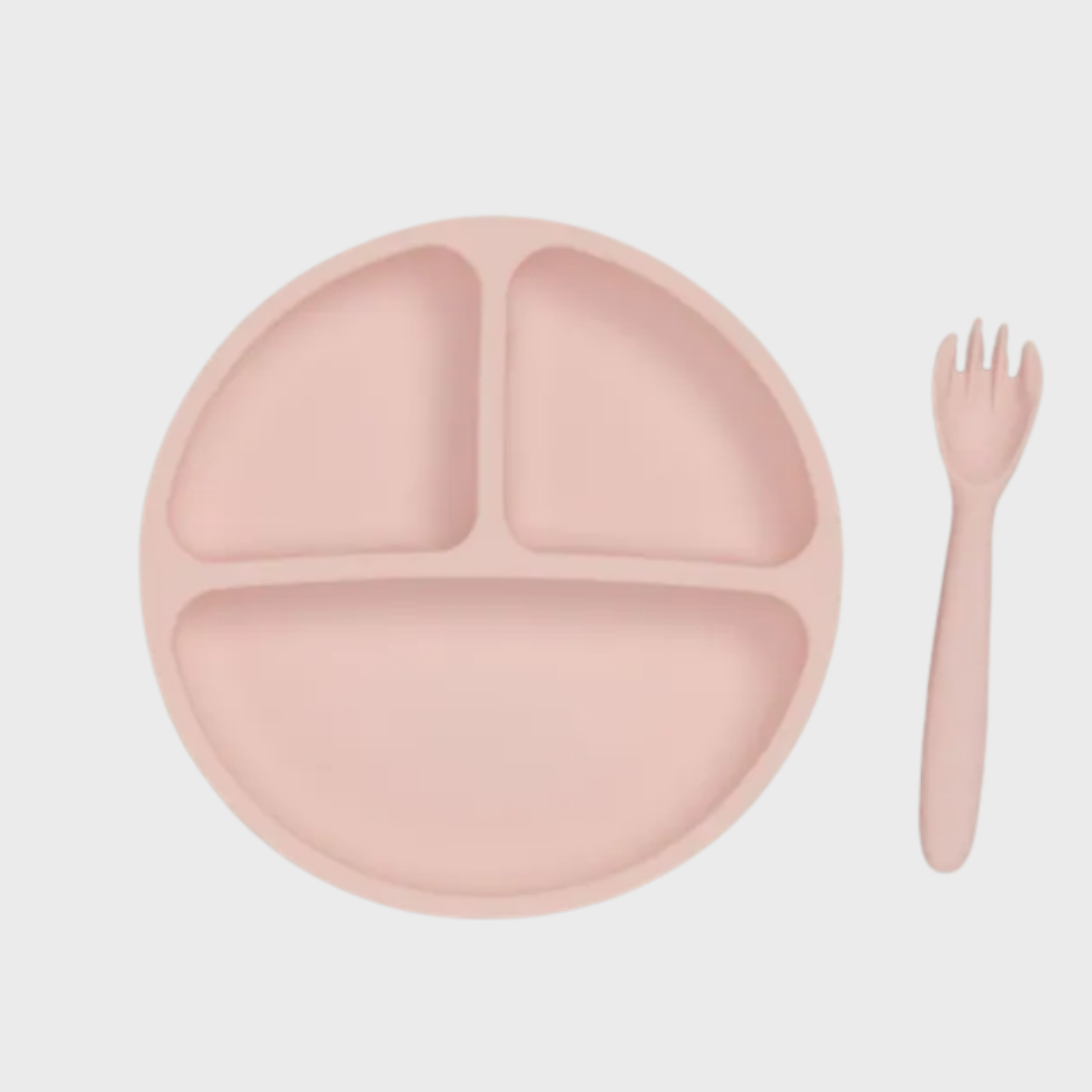 5pc Baby Pink Baby Bodysuit & Silicone Feeding Set (9-24M)