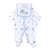 Blue Baby 3-Piece Romper, Bib & Hat Set (0-9M)