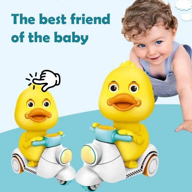 Cute Duck Press Car: Manual Pressing Head & Rotation - Little Fashion