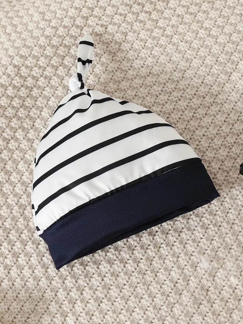 Cute Two-Piece Cartoon Onesie Set with Hat - Little Fashion