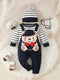 Cute Two-Piece Cartoon Onesie Set with Hat - Little Fashion