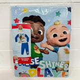 Children's pajama set packaging with cartoon characters on a white background