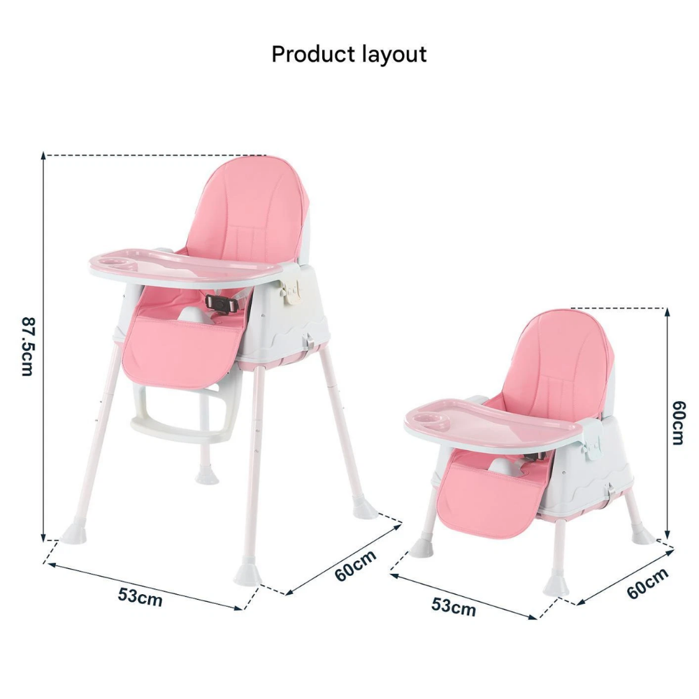Modern Portable High Chair, Adjustable, Detachable Tray