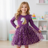 Girls' Long Sleeve Unicorn Princess Dress for 4–8 Year Olds