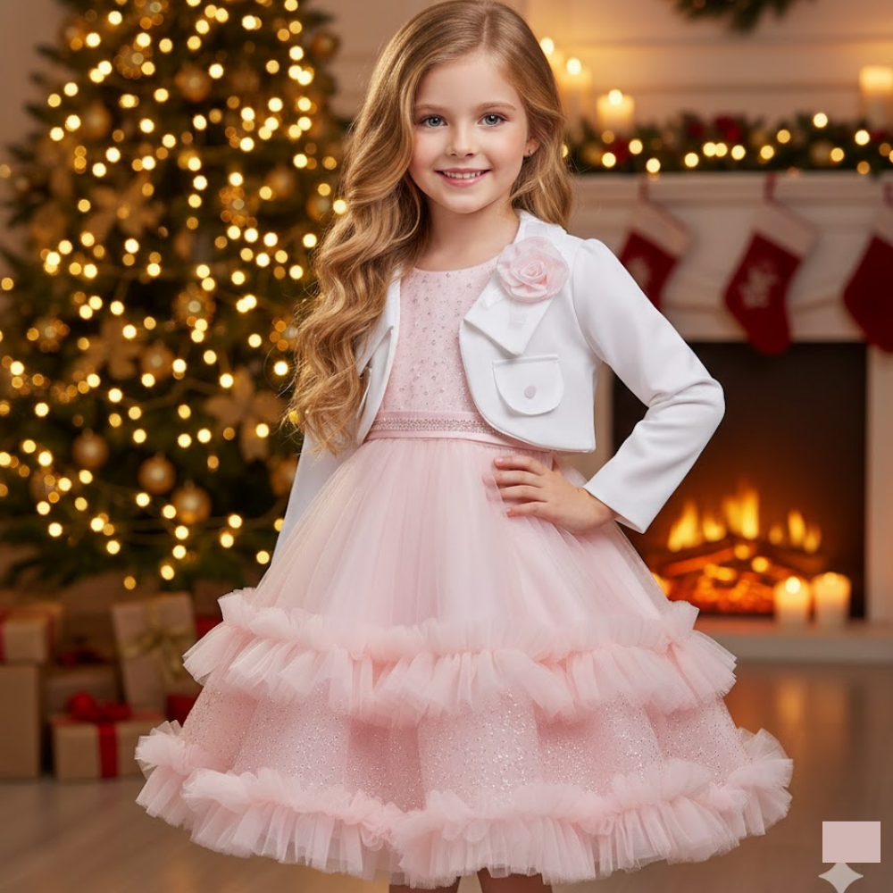 2pc Girls Pink Princess Dress