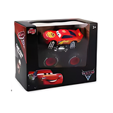 Toy car in a transparent window of a black box with 'Cars' branding.