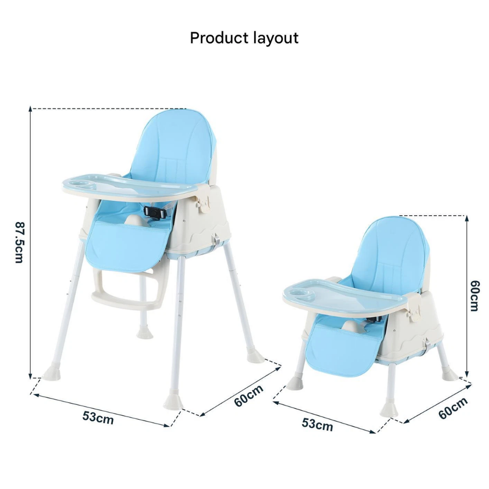 Modern Portable High Chair, Adjustable, Detachable Tray