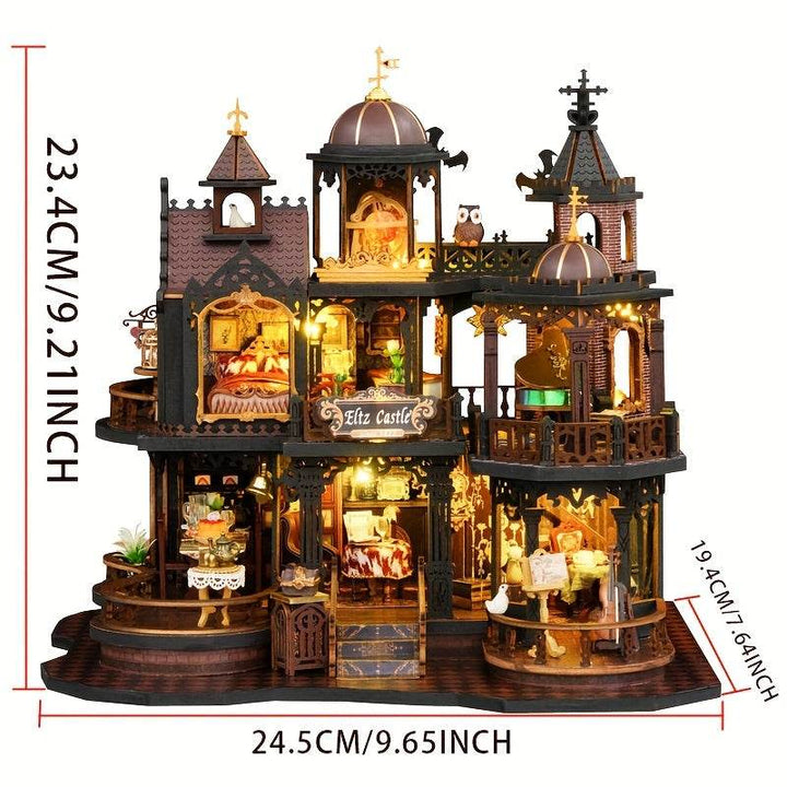 DIY Gothic 3-Tier Cottage Model Kit, Shelf Decor - Little Fashion