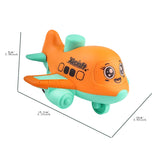 Toy airplane with a face on a white background