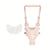 Pink baby harness with white socks on a white background