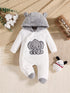 Boys' Bear Patch Hooded Winter Romper