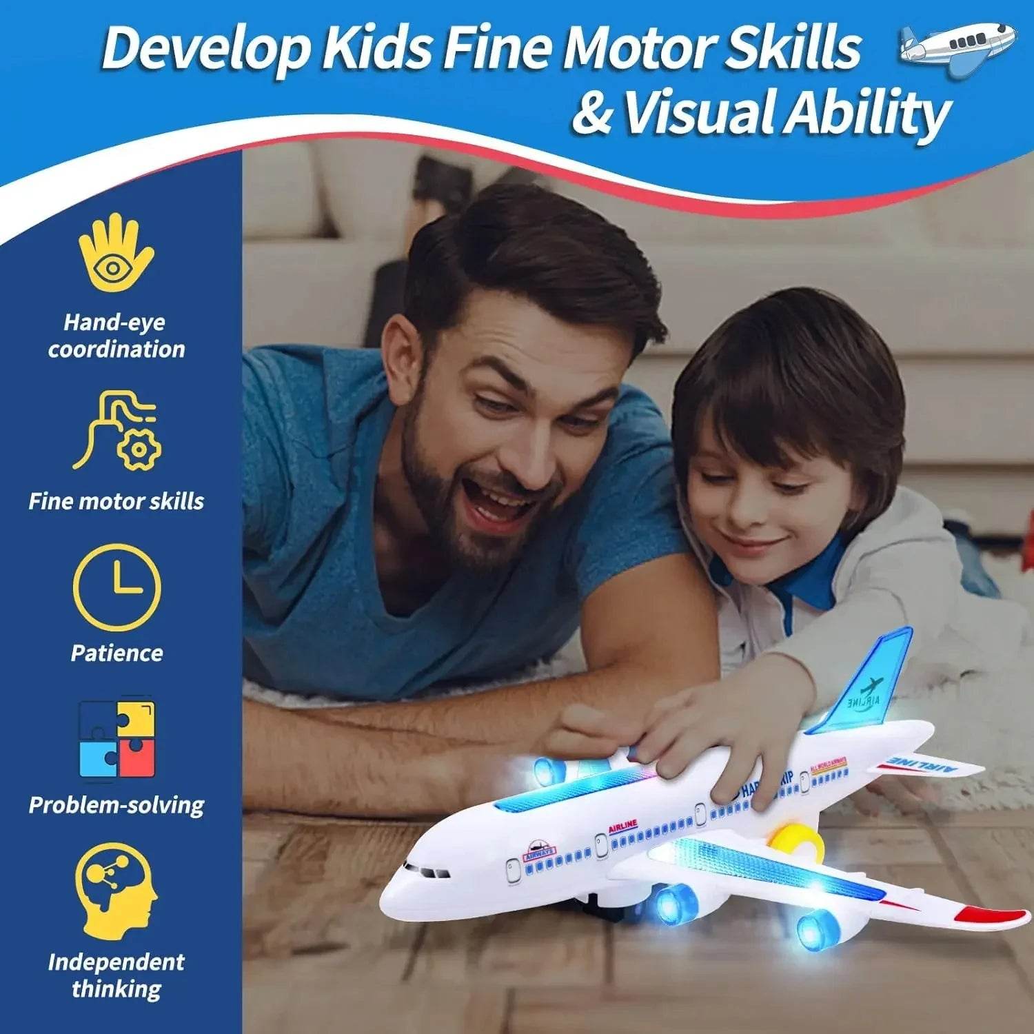 Electric Aeroplane Toy with Music & LED Lights - Little Fashion