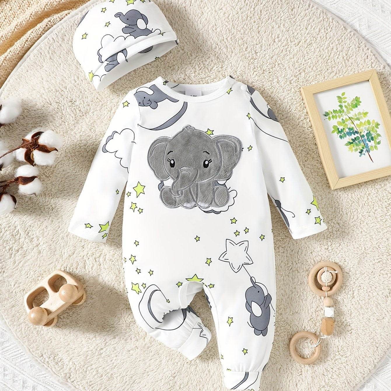 Elephant Romper & Hat Set for Baby Boys - Little Fashion