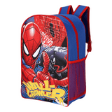Spider-Man backpack with red and blue design on a white background