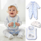 Blue Baby 3-Piece Romper, Bib & Hat Set (0-9M)