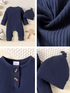 Baby Girl Long-Sleeve Romper & Hat Set
