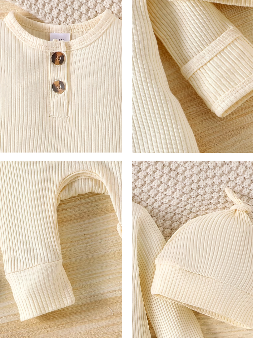 Baby Girl Long-Sleeve Romper & Hat Set