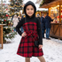 Girl's Winter Hooded Plaid Dress