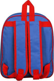 Blue and red backpack on a white background