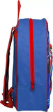Blue backpack with red accents and Spider-Man design on a white background