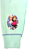 Light green pants with a Frozen-themed graphic on a white background