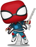 Spider-Man action figure in a red and blue costume with a white background
