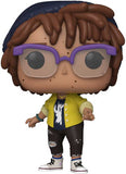 Funko Pop! vinyl figure with purple glasses and a yellow jacket on a white background