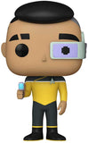 Funko Pop! vinyl figure of a character in a yellow and black outfit with a helmet on a white background