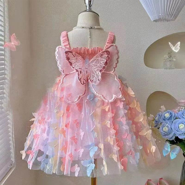 Girls Butterfly Wings Party Dress (Ages 3-10) - Little Fashion
