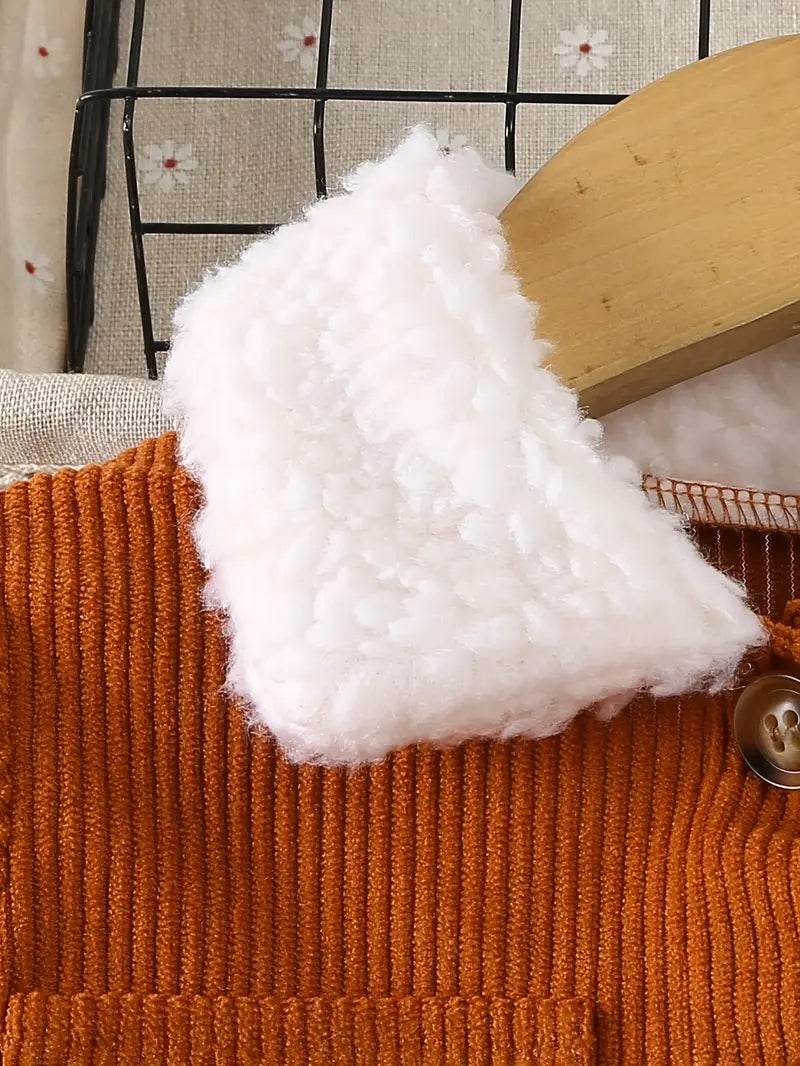 Girls' Corduroy Fleece Dress & Bag Set - Little Fashion