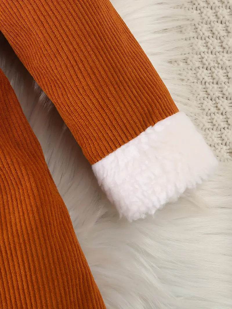 Girls' Corduroy Fleece Dress & Bag Set - Little Fashion