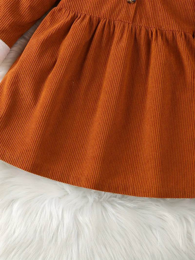 Girls' Corduroy Fleece Dress & Bag Set - Little Fashion