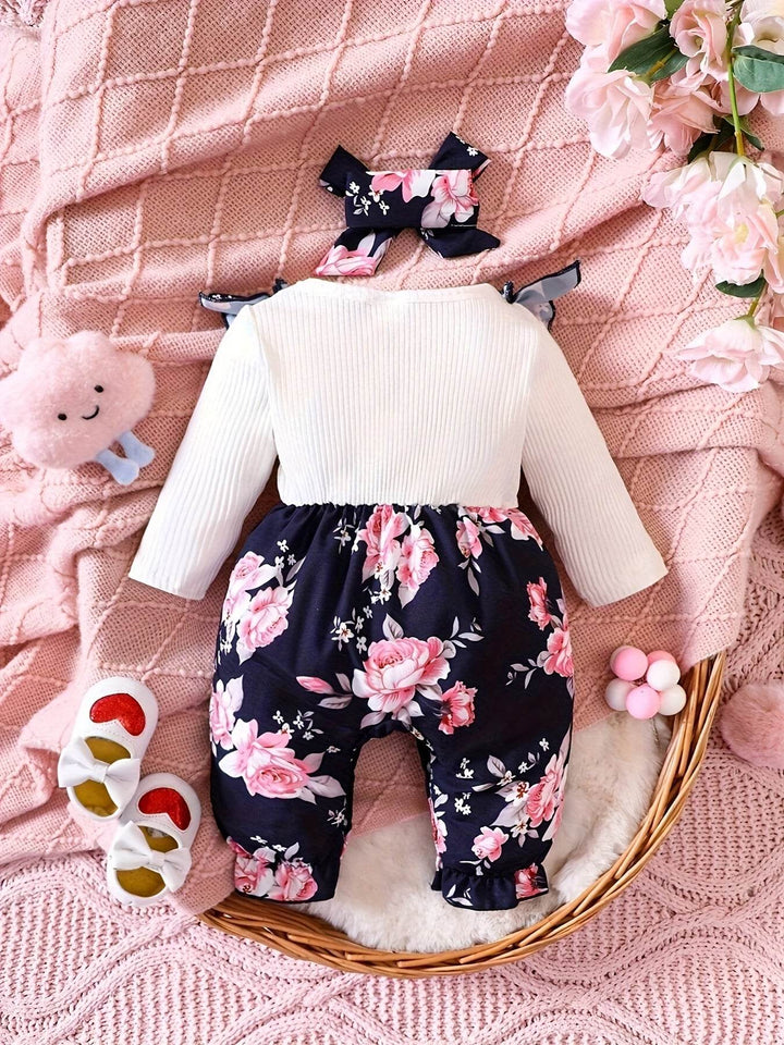 Girls' Floral Onesie & Headband Set - Spring/Fall - Little Fashion