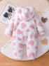 Girls' Heart Plush Hooded Bodysuit - Autumn-Winter - Little Fashion