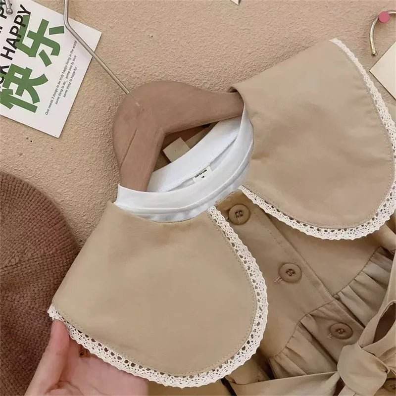 Girl's Long Trench Coat Waisted Windbreaker - Little Fashion