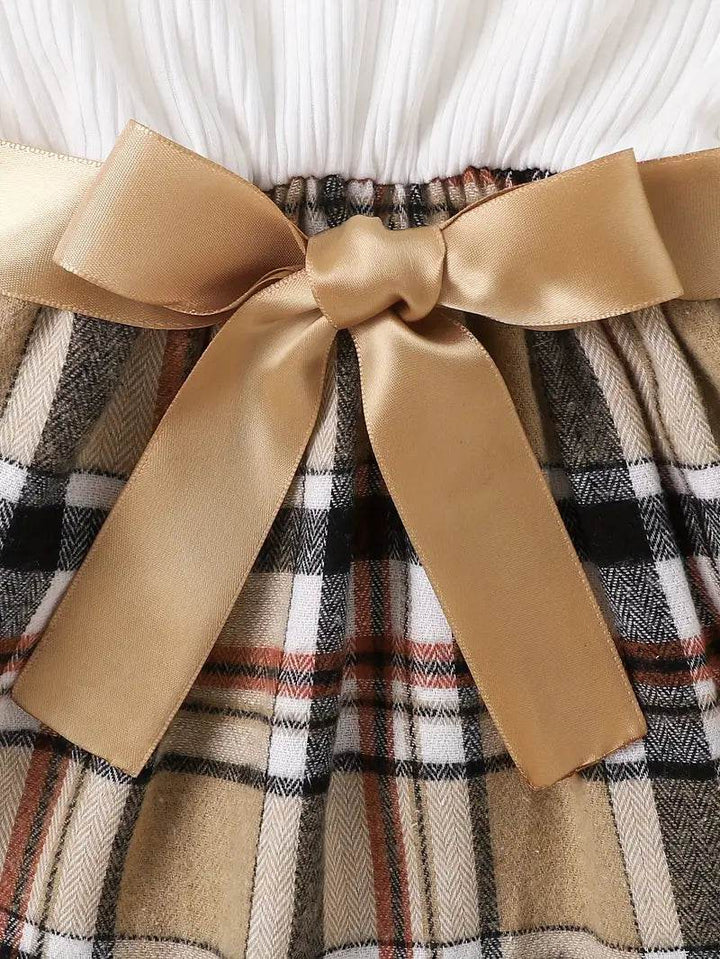 Girls' Plaid Overalls + Dress Set - Little Fashion