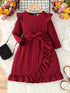 Girls' Solid Ruffle Dress for Party Wear - Little Fashion