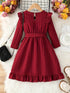 Girls' Solid Ruffle Dress for Party Wear - Little Fashion